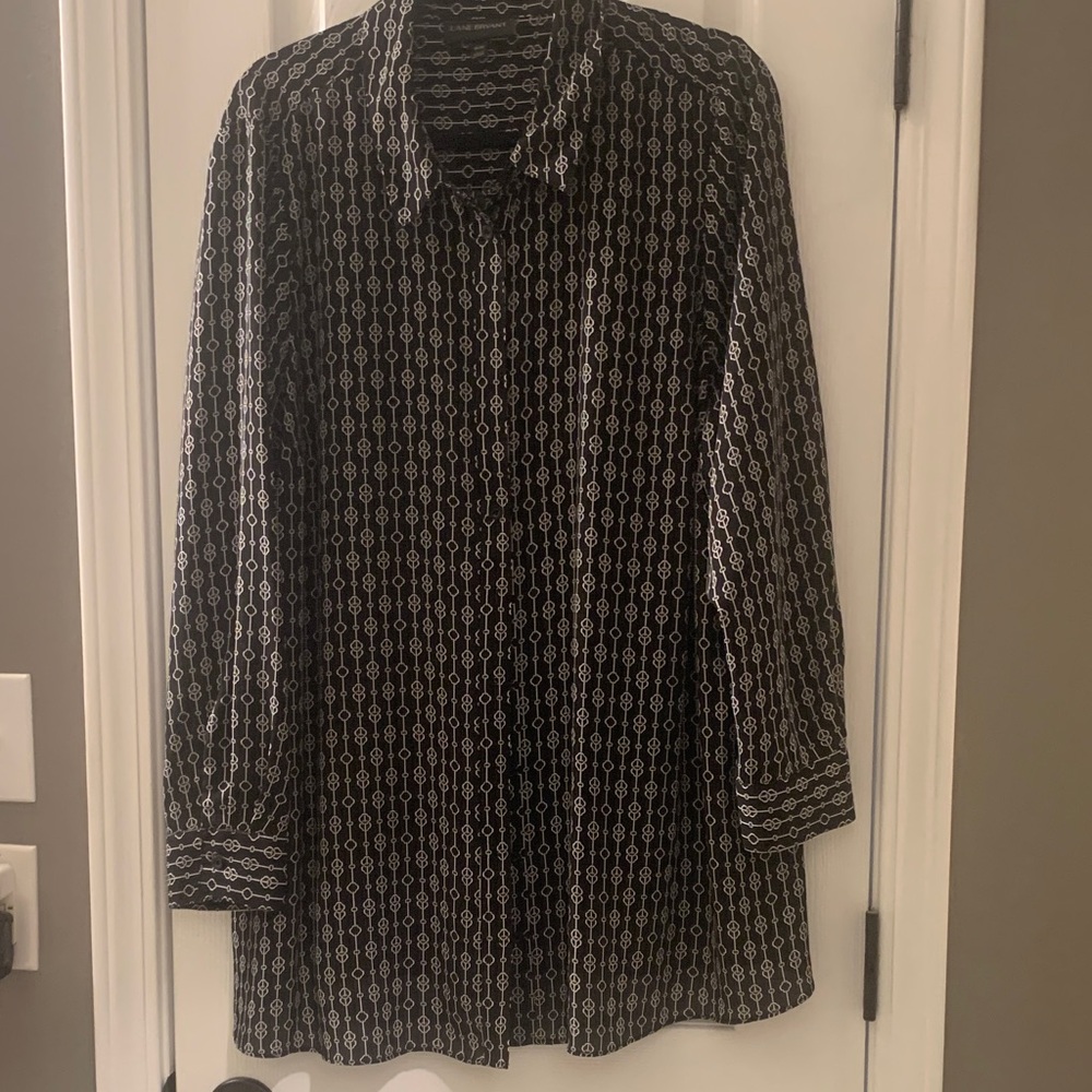 Lane Bryant Black and White Geometric Shirt